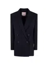Twinset Double-breasted Long-sleeve Blazer In Blue