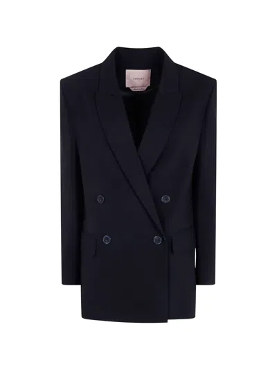 Twinset Double-breasted Blazer In Black