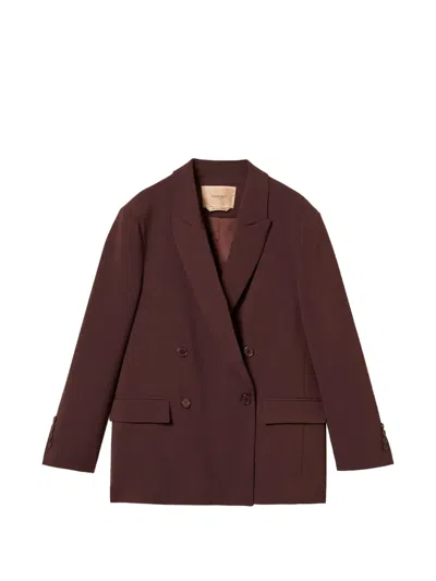 Twinset Double-breasted Blazer In Burgundy
