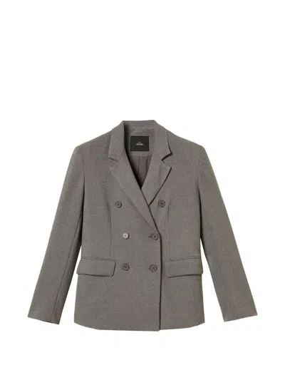 Twinset Double-breasted Flannel Jacket In Grey
