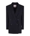 Twinset Double-breasted Long-sleeve Blazer In Blue