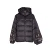 Twinset Embroidered-sleeve Padded Jacket In Brown