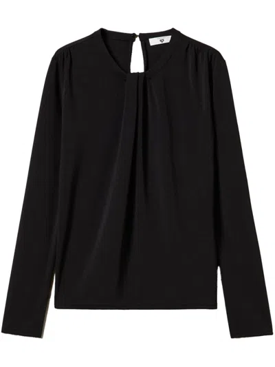 Twinset Drape-detailing Jersey Blouse In Black