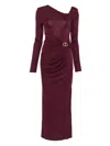 Twinset Draped Asymmetric Maxi Dress In Burgundy