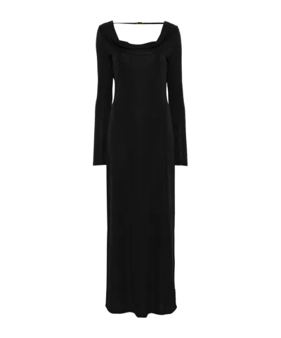 Twinset Draped Maxi Dress In Schwarz