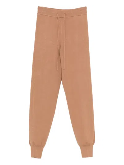 Twinset Relaxed Fit Trousers With Drawstring Waist In Animal Print