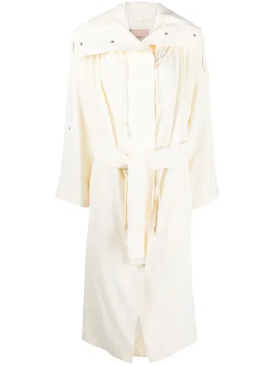 Twinset Drawstring Duster Coat In Weiss