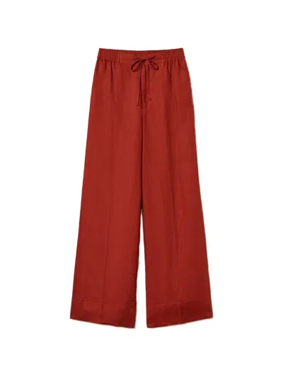 Twinset Embroidered Logo Casual Pants In Red