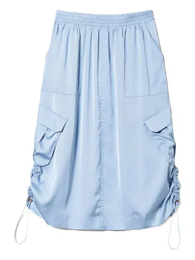 Twinset Drawstring-sides Midi Skirt In Blue