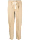 Twinset Drawstring-waist Logo-plaque Trousers In Neutrals