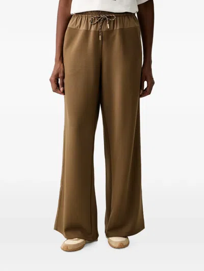 Twinset Drawstring Wide-leg Trousers In Brown