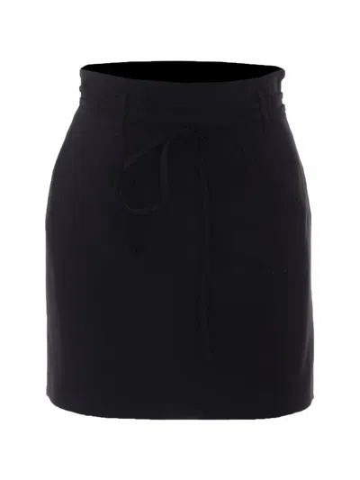 Twinset Drawstring-waist Mini Skirt In Black