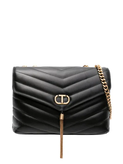Twinset Dreamy Quilted Leather Shoulder Bag In Black