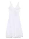 Twinset Twin-set V-neck Midi Dress With Flowing Silhouette In White