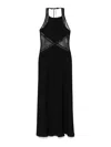 Twinset Long Satin Halterneck Dress With Lace