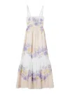 Twinset Robe Longue Bustier Florale En Ramie In Multi