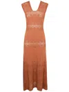 Twinset Twimset Knitted Maxi Dress In Amber Brown