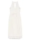 Twinset Twin-set Sleeveless Midi Dress With Intricate Lace In White