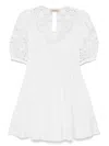 Twinset Broderie-anglaise Poplin Mini Dress In Beige
