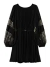 Twinset Pleated Georgette Mini Dress In Black