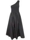 Twinset One-shoulder Midi Dress In Black