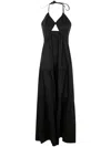 Twinset Tie-fastening Cut-out Maxi Dress In Black