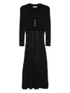 Twinset Pleated Button-embellished Midi Dress In Black