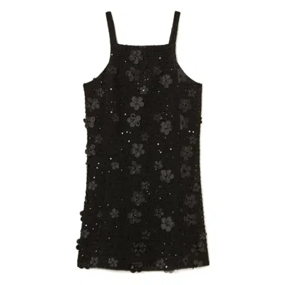 Twinset Floral-embellished Dress In Black
