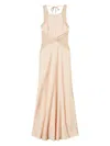 Twinset Flared Beige Long Dress With Lace In Bloom