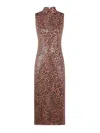 Twinset Twin-set Form-fitting Sleeveless Dress With Leopard Print And Sequin Detailing In Brown