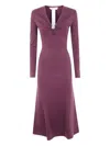 Twinset Twin-set Fitted Bodice Dress With Twist Detail And Flared Skirt In Purple