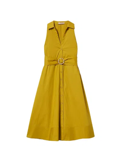 Twinset Chemisier Dress In Stretch Cotton In Green