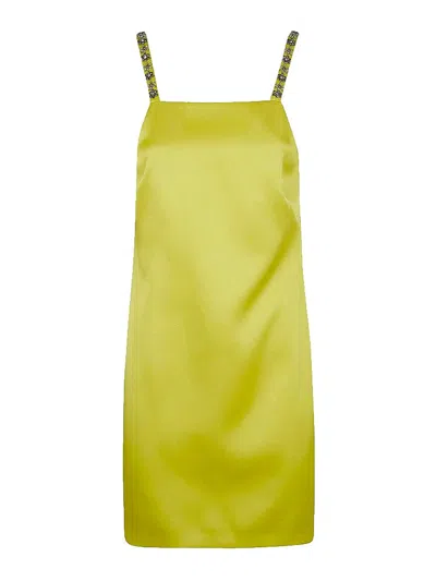 Twinset Twin-set Lime Green Polyester Viscose Elastane Dress
