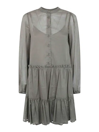 Twinset Ruffled Shirt Dress In Gray