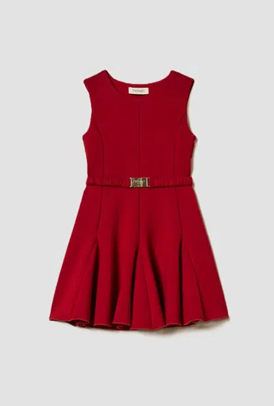Twinset Kids' Dress In Dark Red Child In Brown