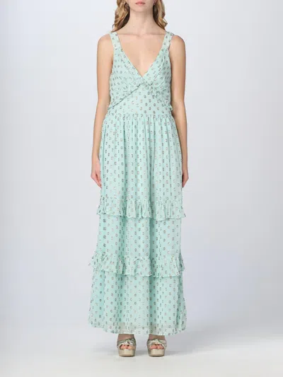 Twinset Ruffled Tulle Maxi Dress In Green