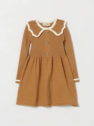 Twinset Dress Kids Color Beige In Brown