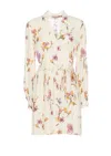 Twinset Twin-set Neutrals Floral Print Mini Dress In Multicolour