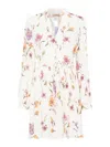 Twinset Twin-set Neutrals Floral Print Mini Dress In Multicolour