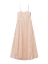Twinset Pleated Tulle Midi Dress In Nude & Neutrals