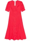 Twinset Twin-set Poppy Red Midi Dress With V-neck In Red
