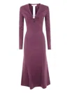 Twinset Twin-set Fitted Bodice Dress With Twist Detail And Flared Skirt In Purple
