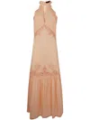 Twinset Broderie-anglaise Halterneck Maxi Dress In Sahara Rose