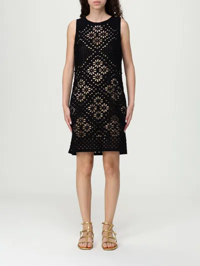 Twinset Black Cotton Mini Dress In Brown