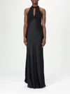 Twinset Robe Longue En Satin Avec Bustier Au Crochet In Black