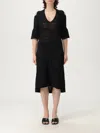 Twinset Twin-set Cut-out Black Dress With Flared Skirt In Black