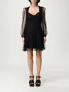 Twinset Polka-dot Puff-sleeve Mini Dress In Black
