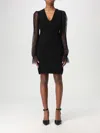 Twinset Robe Courte En Maille Avec Dentelle In Schwarz
