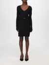 Twinset Ribbed-knit Belted Minidress In Schwarz
