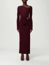 Twinset Draped Asymmetric Maxi Dress In Burgundy